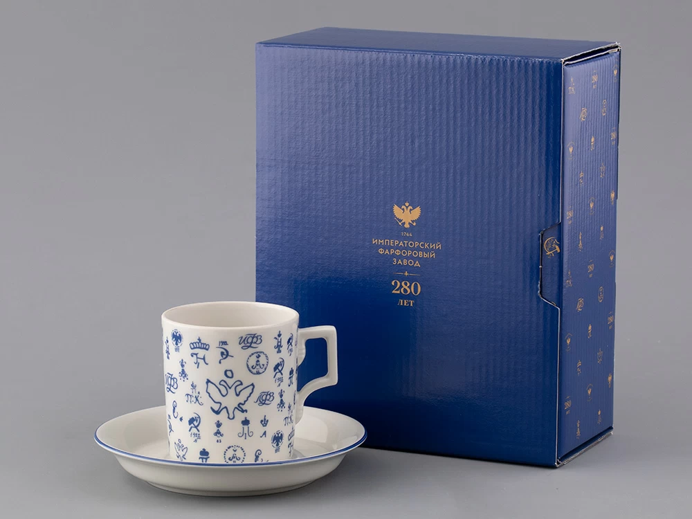 Подарочный набор Чашка с блюдцем чайная, форма Гербовая, рисунок Лого 2, арт 81.32932.00.1