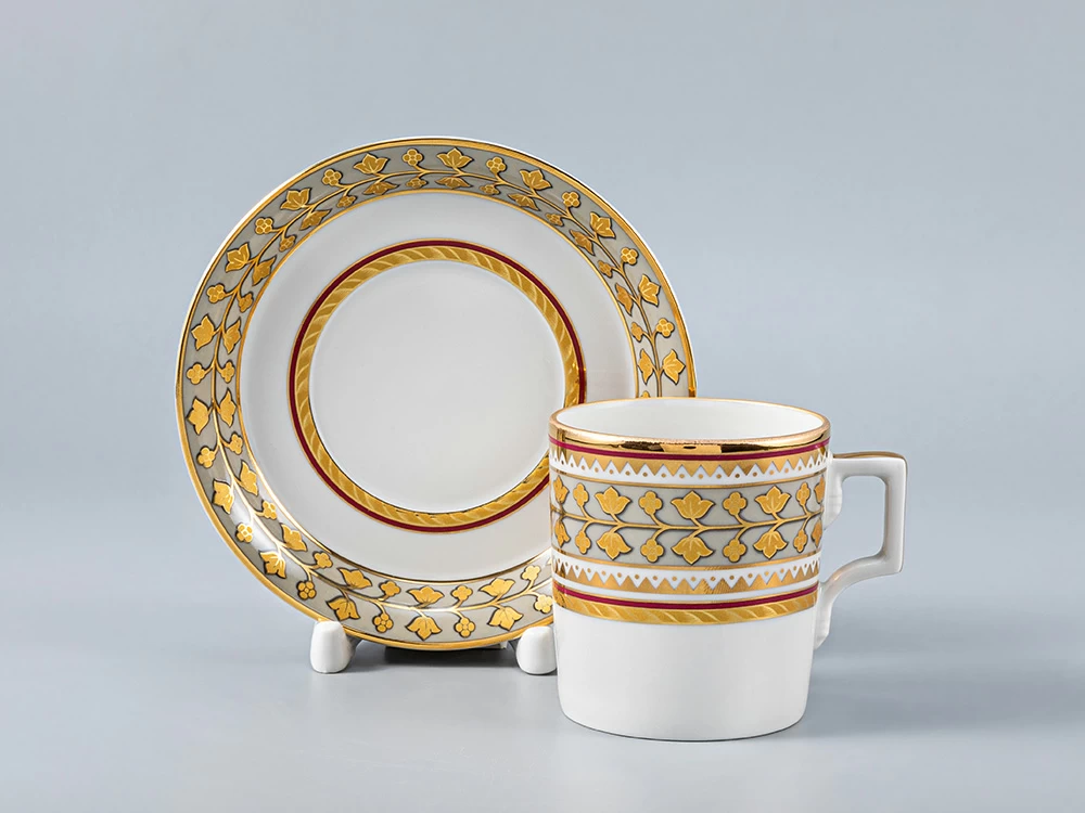 Чашка с блюдцем чайная форма Гербовая рисунок Бельведер по мотивам Бабигонского, арт. 81.27732.00.1