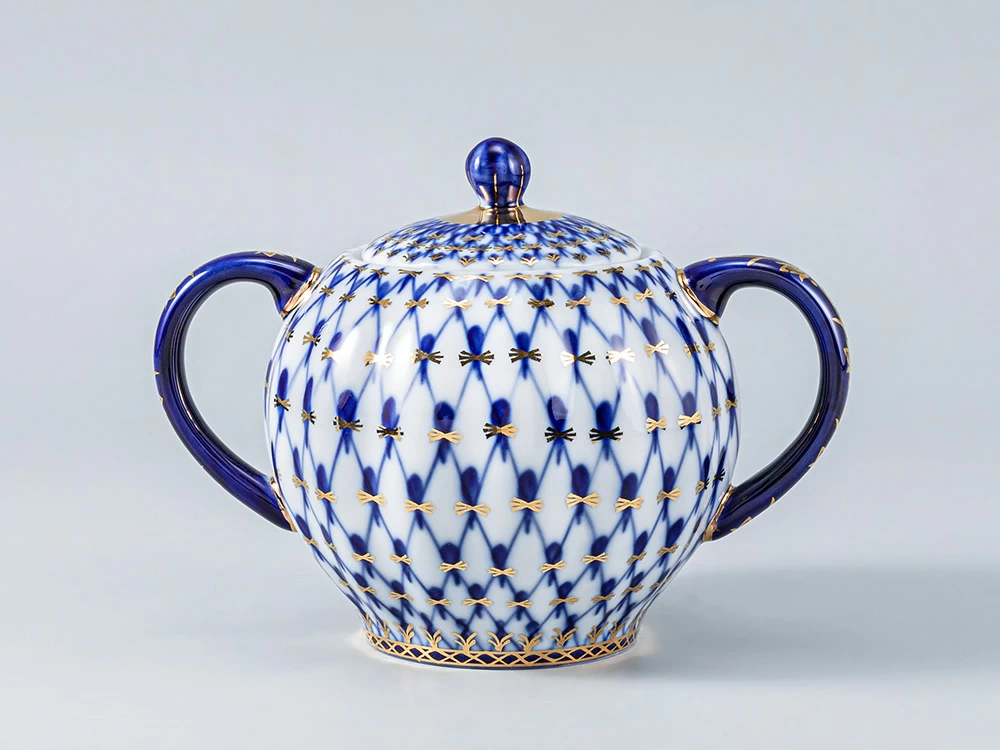 Императорский фарфоровый завод Сахарница Тюльпан Кобальтовая сетка арт. 80.00234.00.1