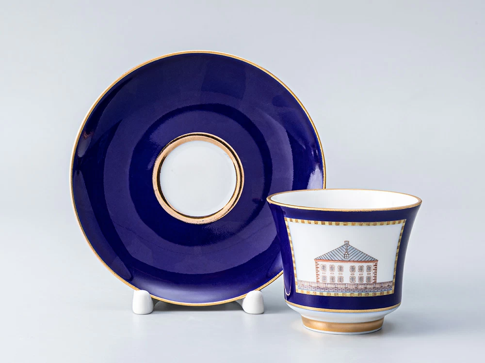 Императорский фарфоровый завод Чашка с блюдцем кофейная 145 мл.,  форма Банкетная, рисунок Классика Петербурга 52% №3 арт. 81.18110.00.1