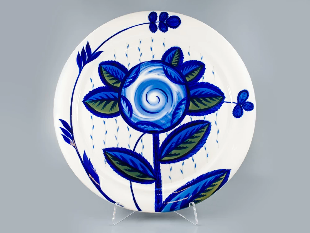 Блюдо декоративное 440 мм, форма Ромашка, рисунок Синяя Роза, арт 80.88197.00.1