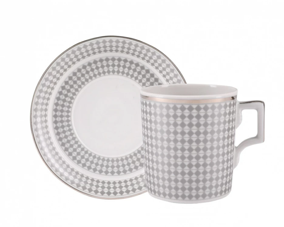 Чашка с блюдцем чайная форма Гербовая рисунок Зазеркалье. Ромбы арт. 81.27714.00.1