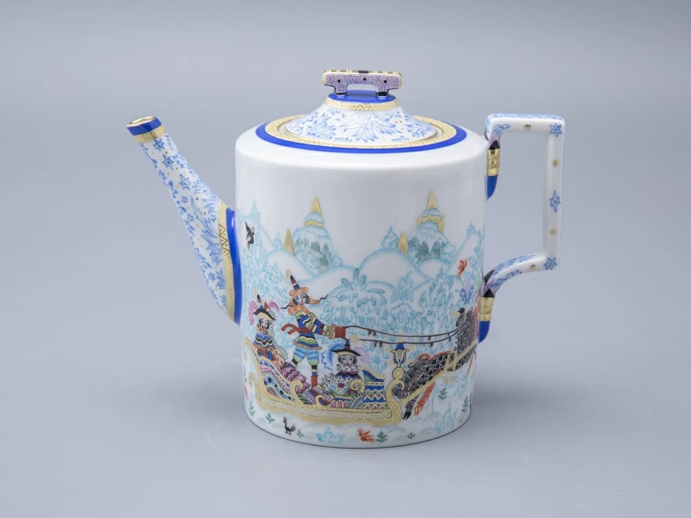 Чайник заварочный, форма Гербовая, рисунок Зимние забавы арт. 80.07795.00.1