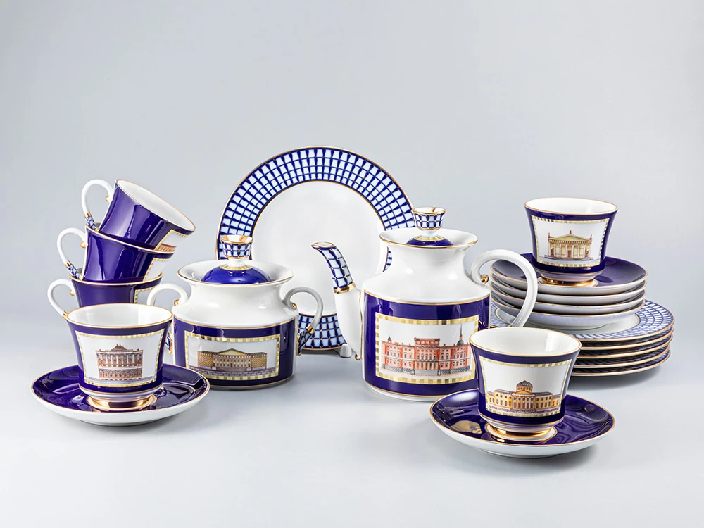 Сервиз чайный форма Банкетная рисунок Классика Петербурга-2 52%, 6 персон 20 предметов арт. 81.25120.00.1