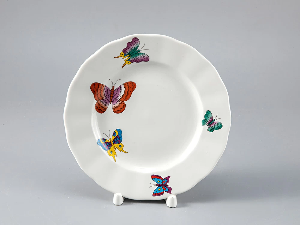 Тарелка мелкая 180 мм форма Тюльпан рисунок Шафрановые бабочки, арт. 80.37229.00.1