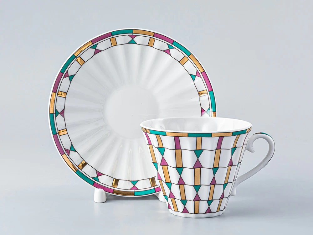 Чашка с блюдцем чайная 235 мл форма Лучистая рисунок Геометрия цвета арт. 81.27932.00.1