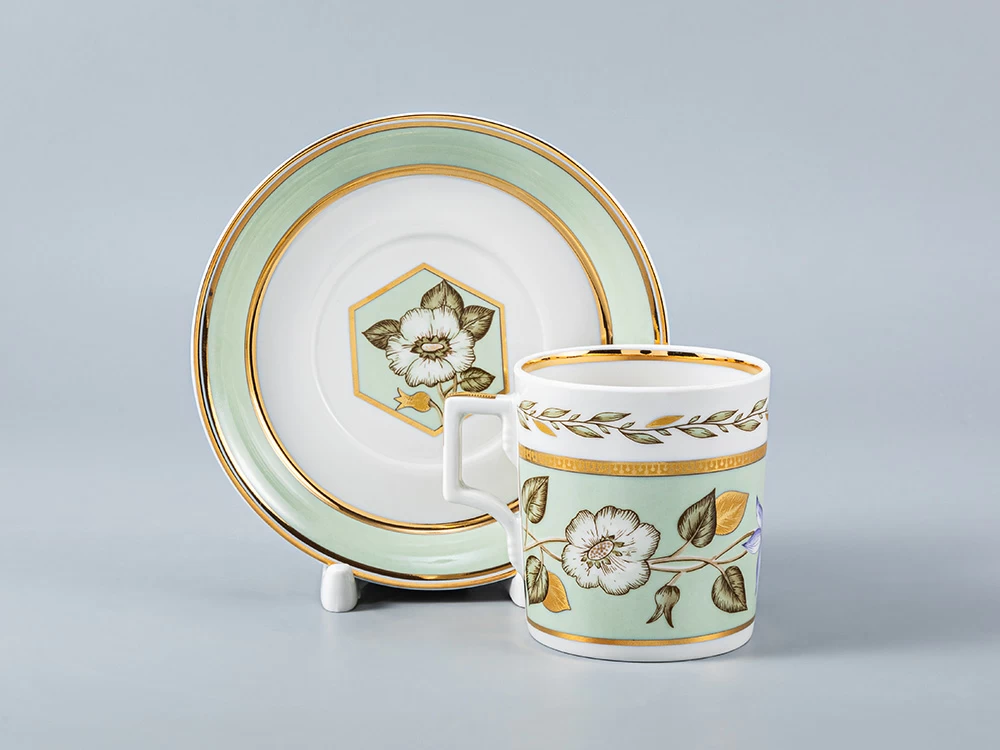 Чашка с блюдцем чайная 220 мл форма Гербовая рисунок Нефритовый фон 2 арт. 81.20826.00.1