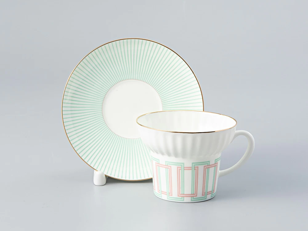 Чашка с блюдцем кофейная 155 мл форма Волна рисунок Геометрия 4 арт. 81.27010.00.1