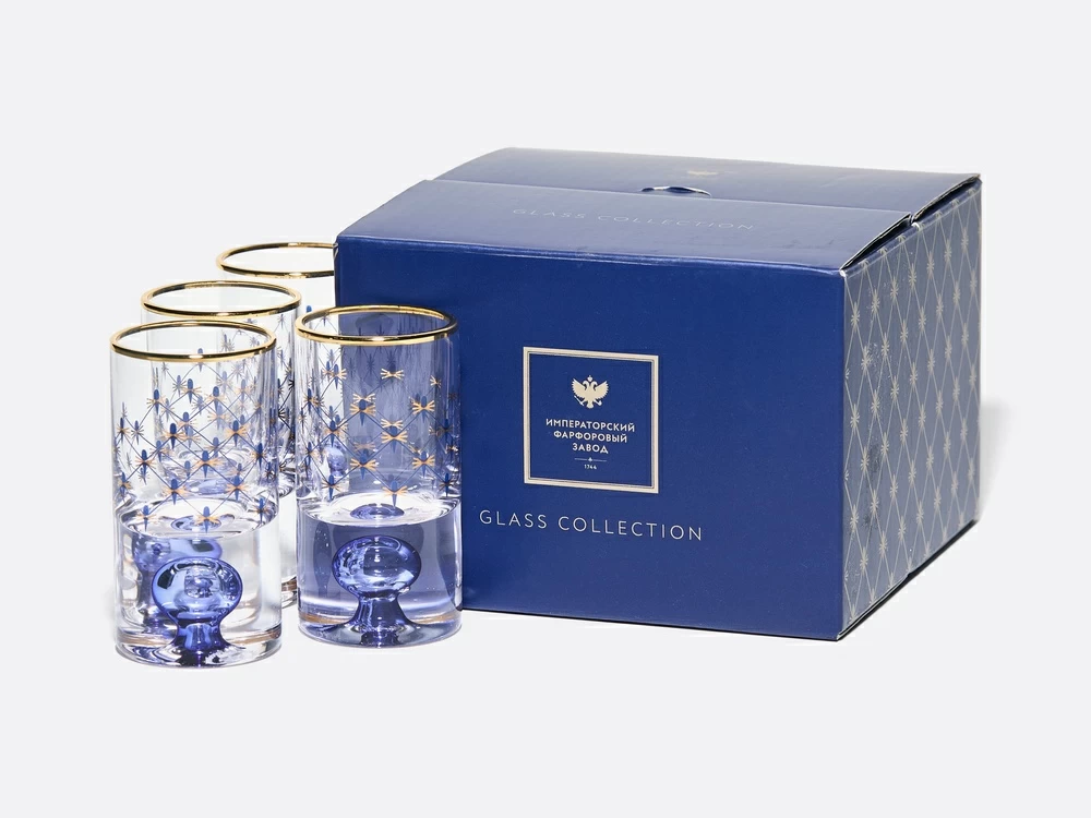 Набор из 4-х стопок для водки Кобальтовая сетка арт. 14.11006.07