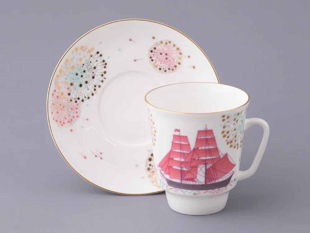 Императорский фарфоровый завод Чашка с блюдцем форма Майская рисунок Волшебная ночь арт. 81.27381.00.5