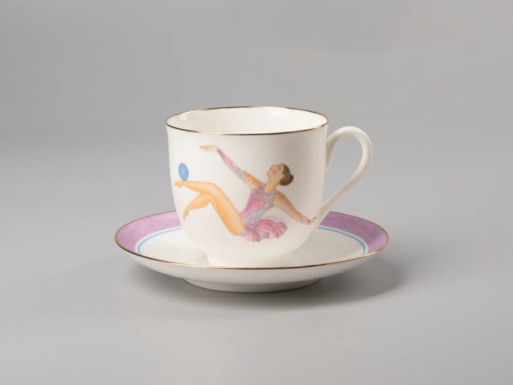 Чашка с блюдцем кофейная 180 мл форма Ландыш рисунок Мяч арт. 81.31097.00.1