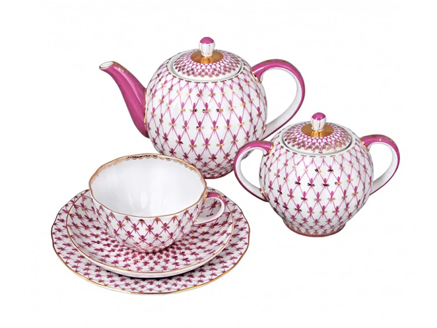 Сервиз чайный форма Тюльпан рисунок Сетка-Блюз 2, 6 персон 20 предметов, арт. 81.24815.00.1