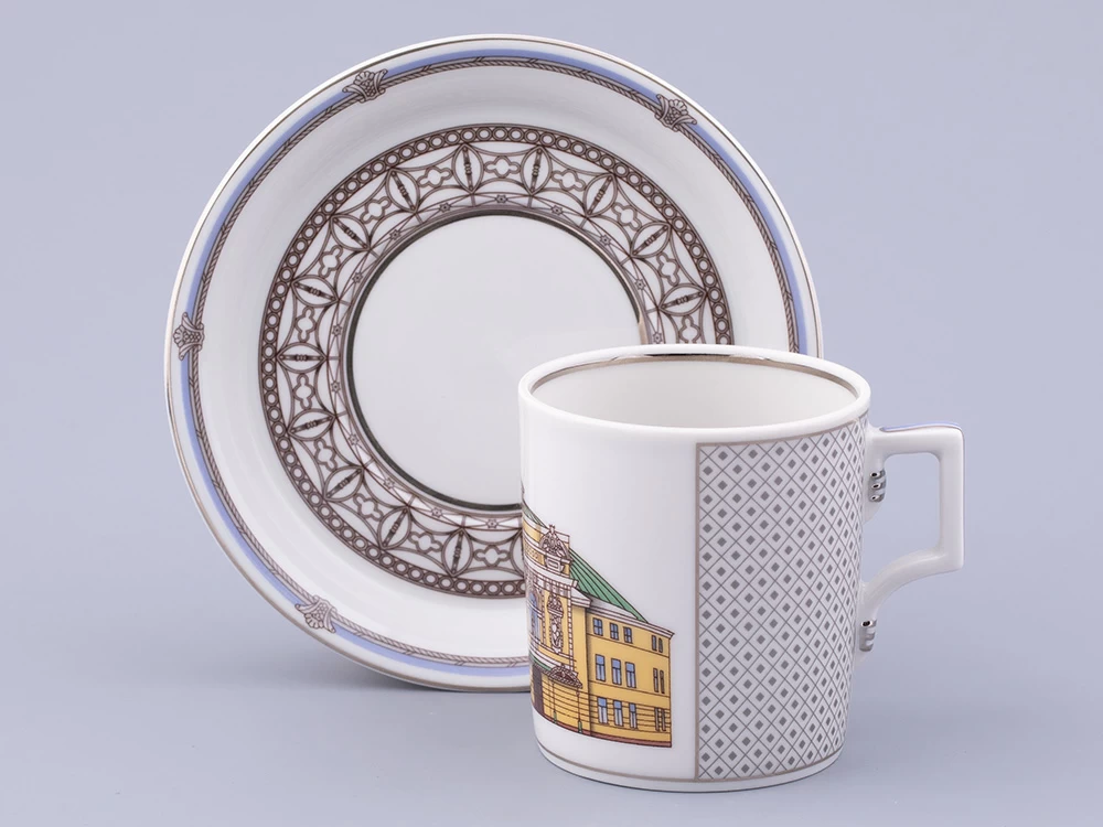 Чашка с блюдцем чайная, форма Гербовая, рисунок Серебряный город 4, арт. 81.32587.00.1