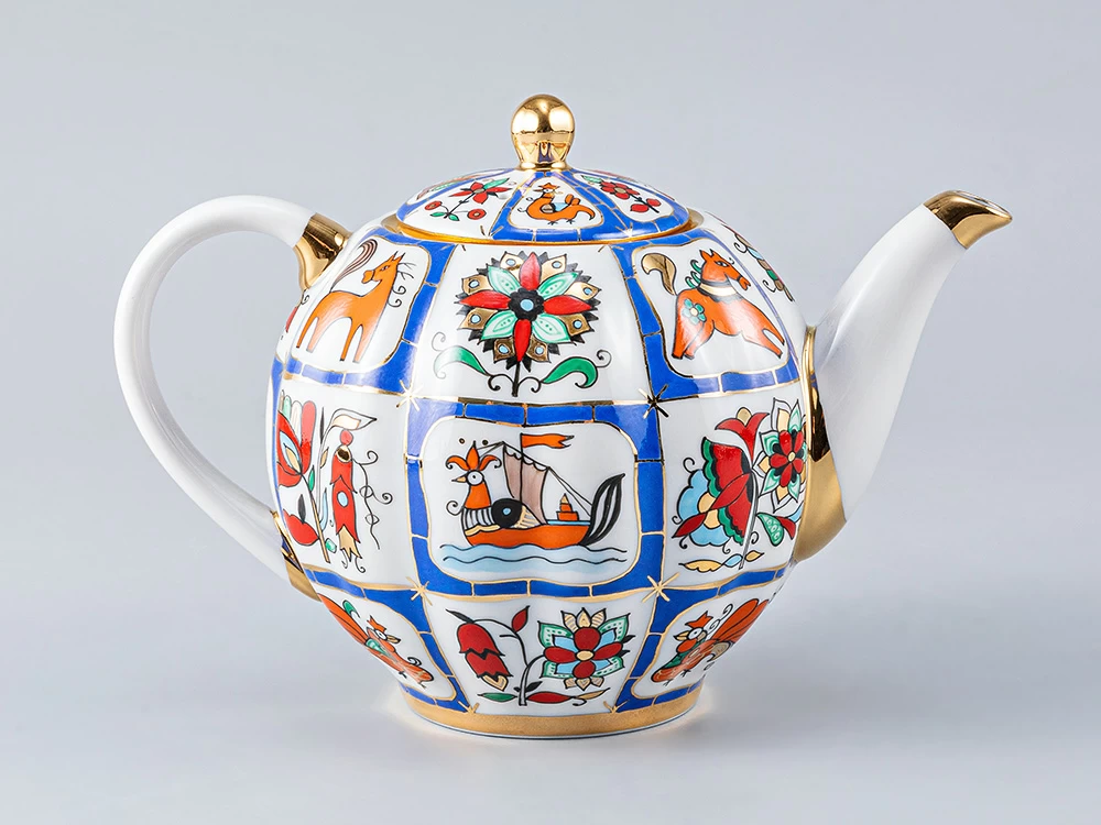 Чайник заварочный форма Тюльпан рисунок Русский лубок 600 мл арт. 80.05730.00.1