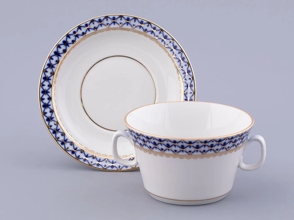 Чашка с блюдцем для бульона Молодежная Кобальтовая сетка арт. 81.13919.00.1