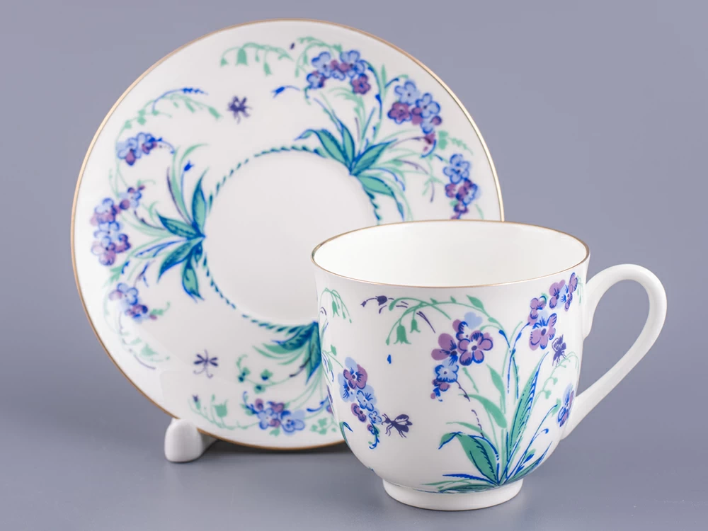 Чашка с блюдцем кофейная 180 мл.,  форма Ландыш,  рисунок Незабудки арт. 81.10781.00.1