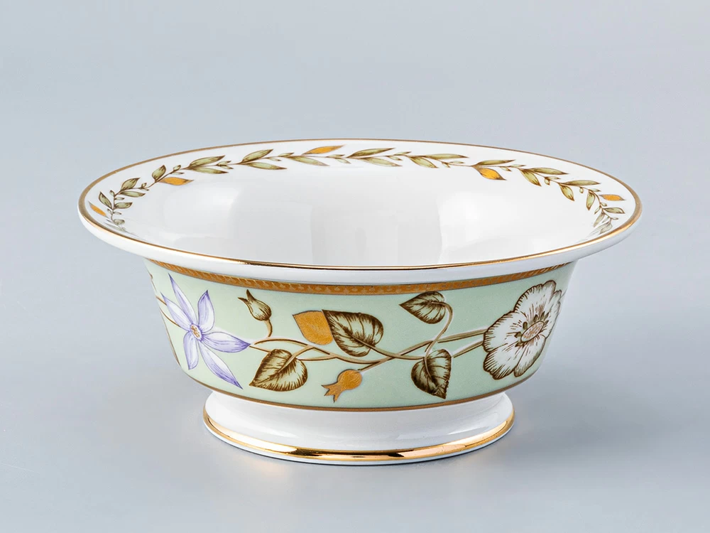 Императорский фарфоровый завод Салатник двухпорционный круглое Александрия Нефритовый фон арт. 80.71642.00.1