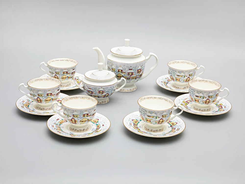 Сервиз чайный форма Айседора рисунок Зимний день, 6 персон 14 предметов, арт. 81.29567.00.1