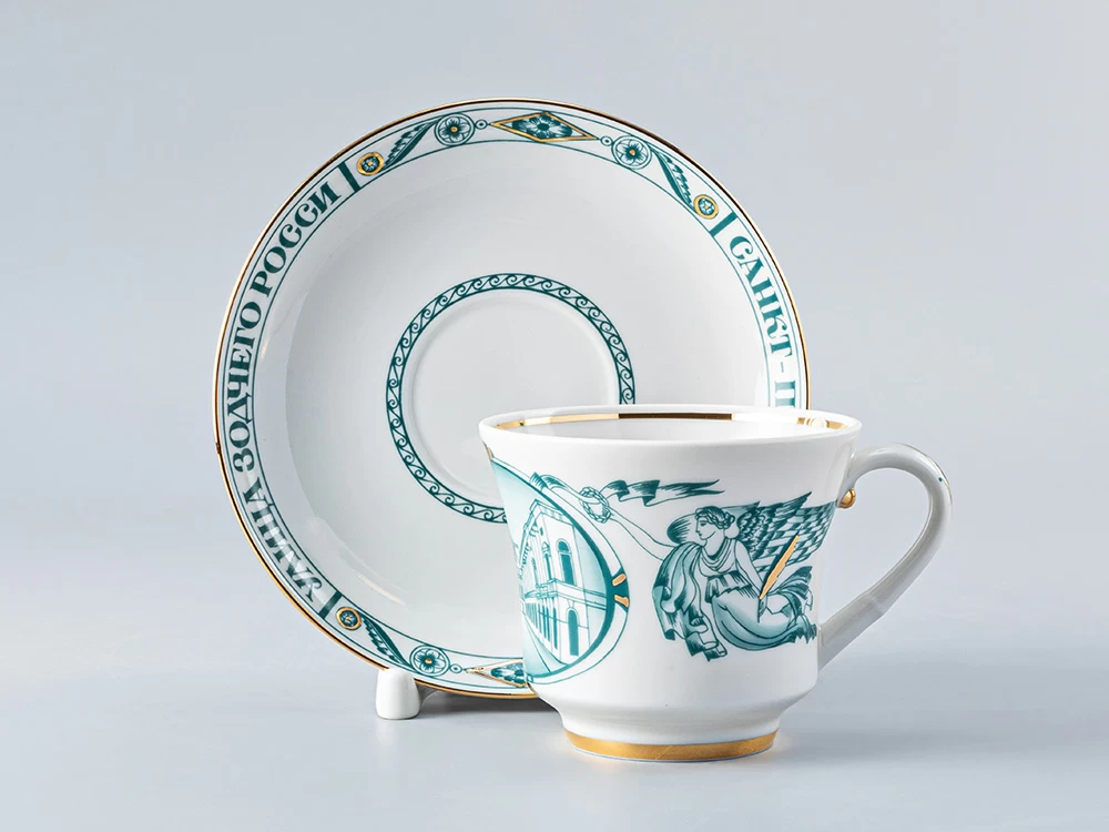 Чашка с блюдцем чайная 220 мл форма Банкетная рисунок Улица зодчего Росси арт. 81.14850.00.1