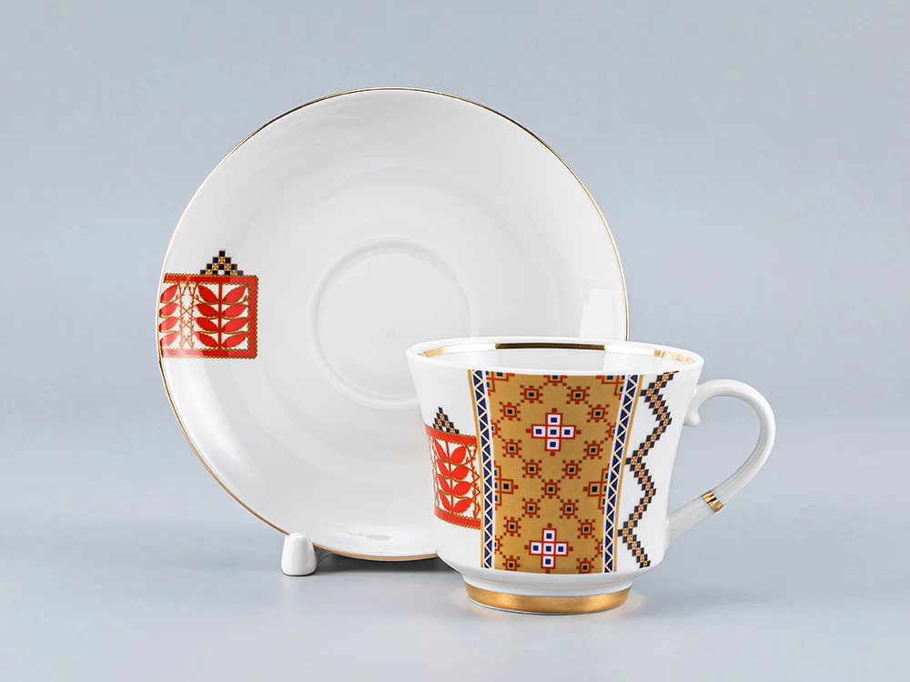 Чашка с блюдцем чайная 220 мл форма Банкетная рисунок Рушник арт. 81.28337.00.1