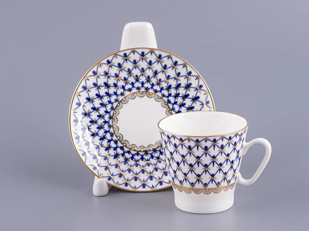 Чашка с блюдцем кофейная 80 мл.,  форма Черный кофе, рисунок Кобальтовая сетка арт. 81.14569.00.1