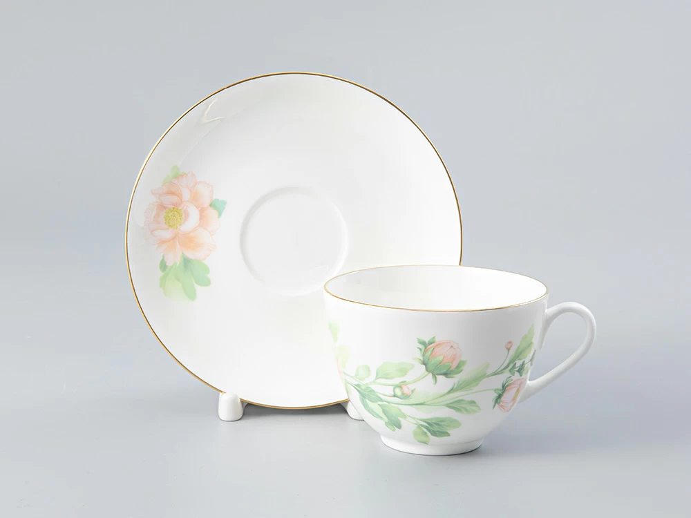 Императорский фарфоровый завод Чашка с блюдцем форма Весенняя-2 рисунок Нежный пион (зеленый), арт. 81.28779.00.1