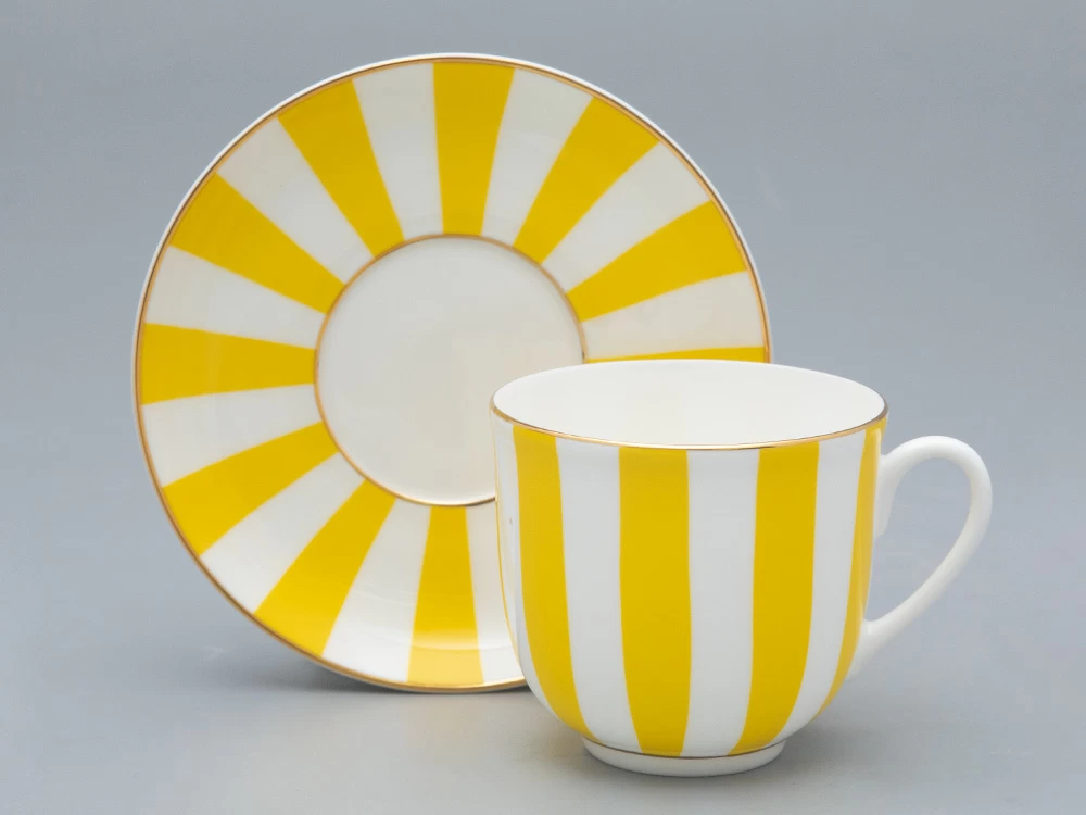 Чашка с блюдцем кофейная 180 мл., форма Ландыш 2, рисунок Да и нет (желтый) арт. 81.25352.00.5