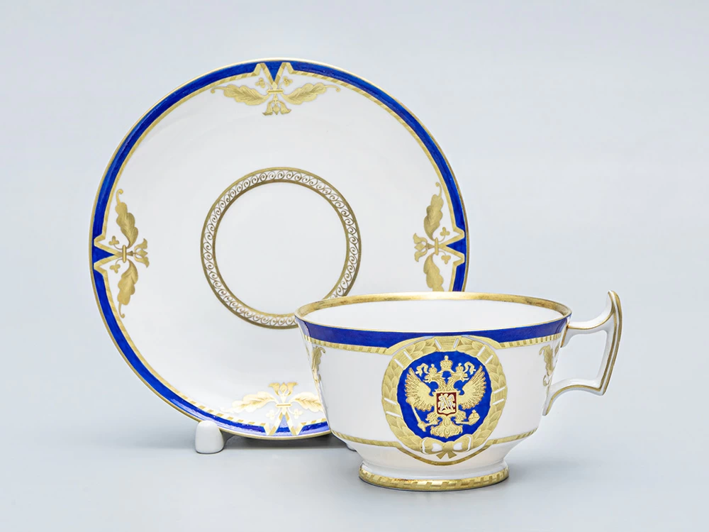 Императорский фарфоровый завод Чашка с блюдцем чайная Александрия Золотой орел арт. 81.14864.00.1