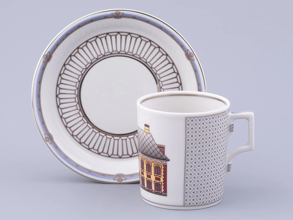 Чашка с блюдцем чайная, форма Гербовая, рисунок Серебряный город 6, арт. 81.32589.00.1
