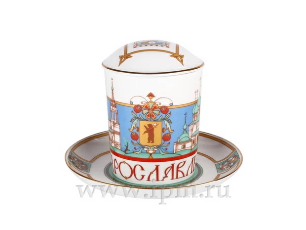 Бокал с блюдцем и с крышкой Ярославль 380 мл арт. 81.21378.00.1