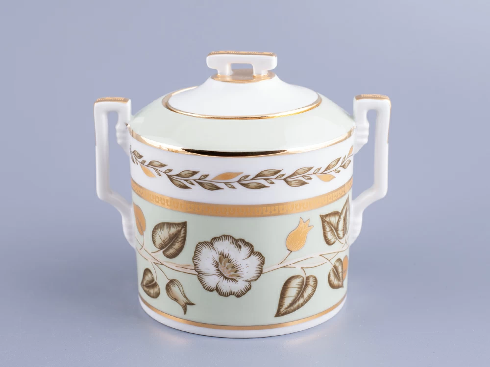 Императорский фарфоровый завод Сахарница Гербовая Нефритовый фон арт. 80.65690.00.1