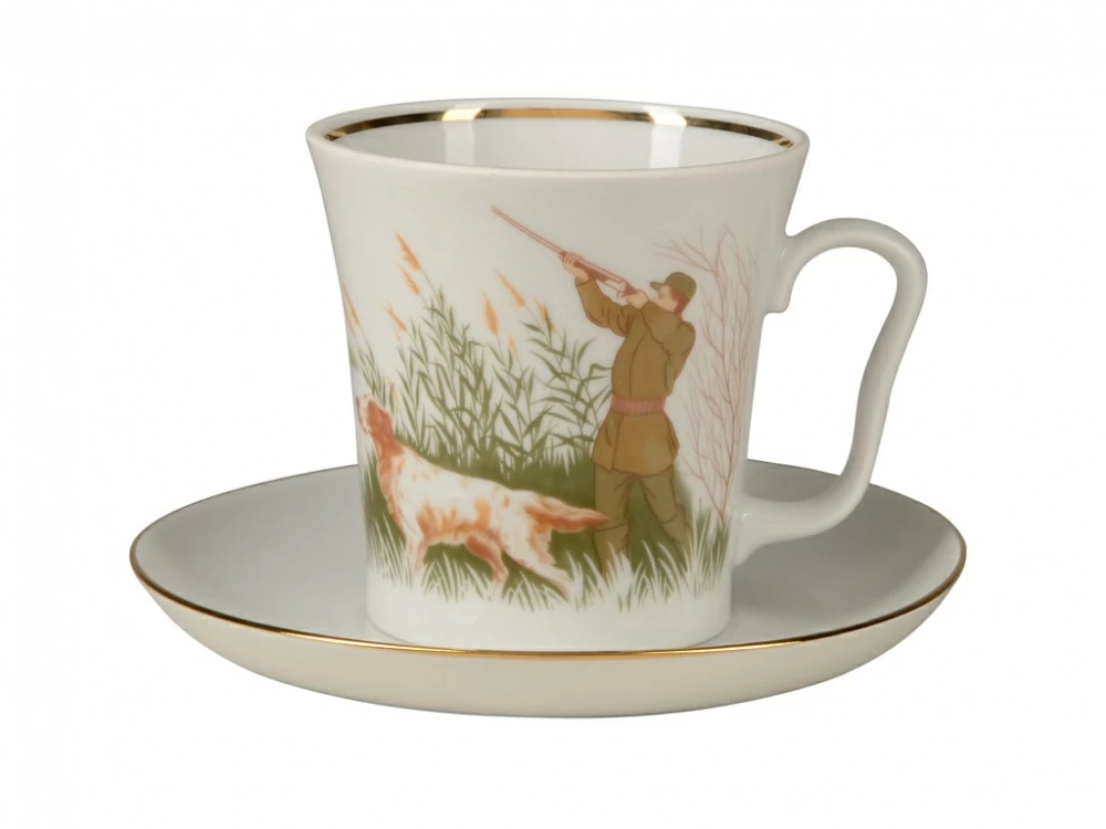 Бокал с блюдцем 360 мл форма Ленинградский рисунок Утиная охота арт. 81.25795.00.1