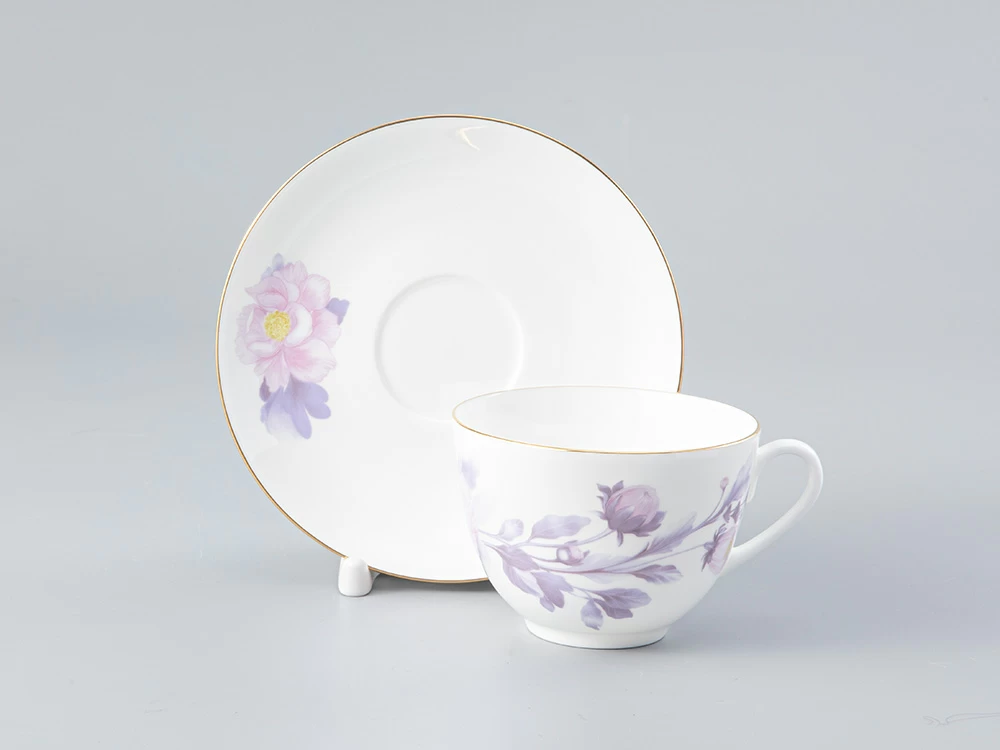 Чашка с блюдцем форма Весенняя-2 рисунок Нежный пион (сиреневый), арт. 81.28781.00.1