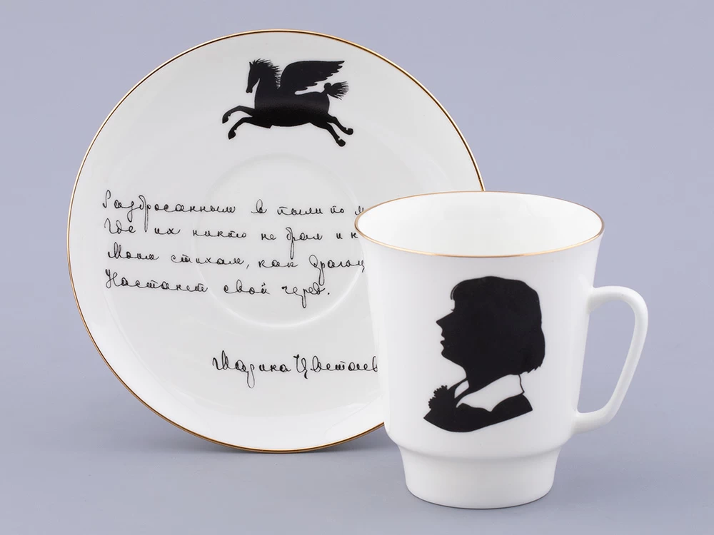 Чашка с блюдцем 165 мл форма Майская, рисунок Русские писатели Цветаева, арт. 81.32766.00.1