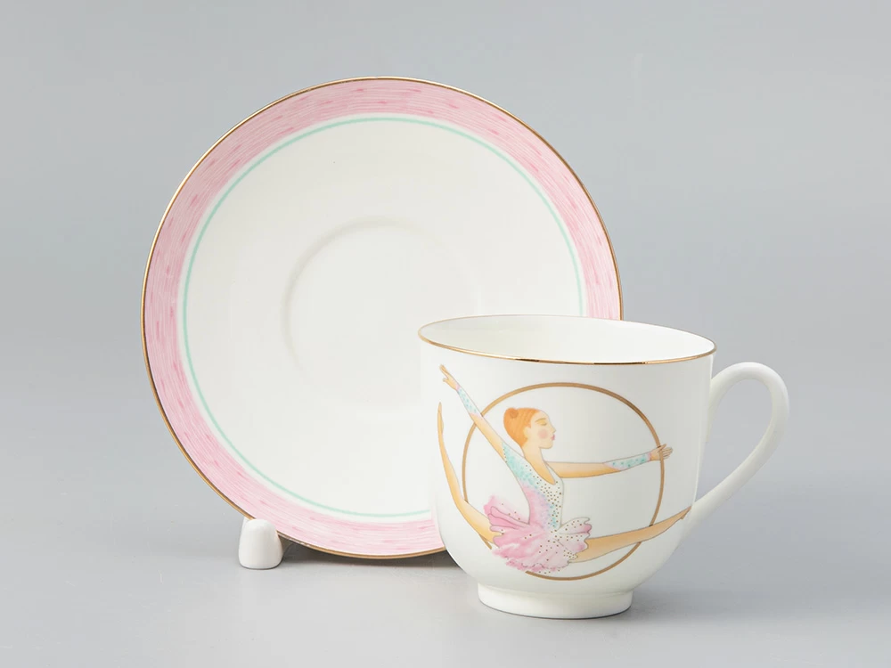 Чашка с блюдцем кофейная 180 мл форма Ландыш рисунок Обруч арт. 81.28109.00.1