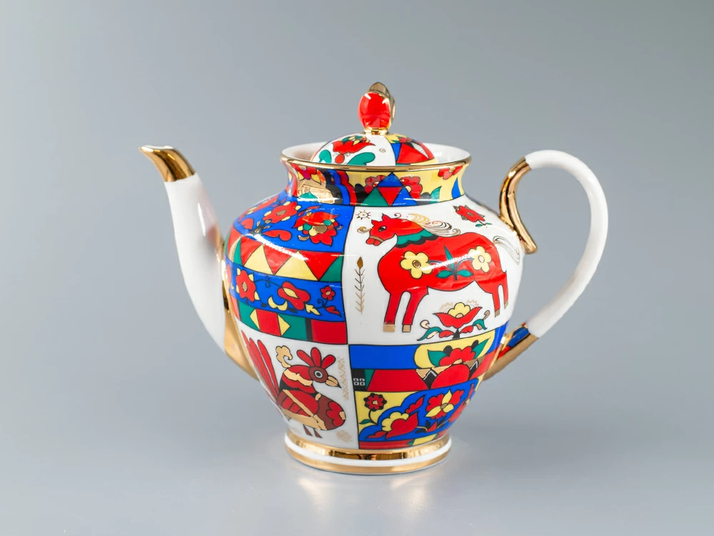 Чайник доливной форма Весенняя рисунок Народные узоры арт. 80.60810.00.1