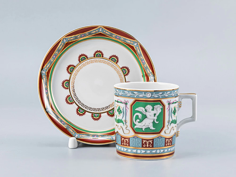 Чашка с блюдцем чайная 220 мл форма Гербовая рисунок Античный арт. 81.24411.00.1