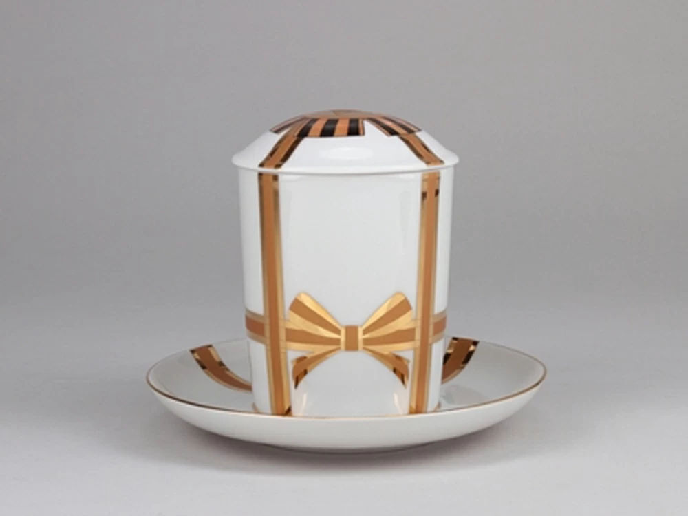 Бокал с блюдцем и с крышкой форма Снежное утро рисунок Подарок арт. 81.19995.00.1