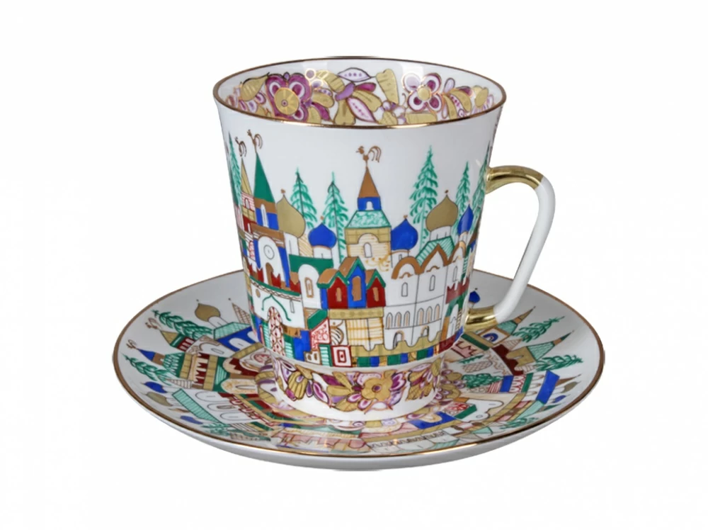 Императорский фарфоровый завод Чашка с блюдцем кофейная 165 мл.,  форма Майская,  рисунок Старинная Россия арт. 81.10382.00.1