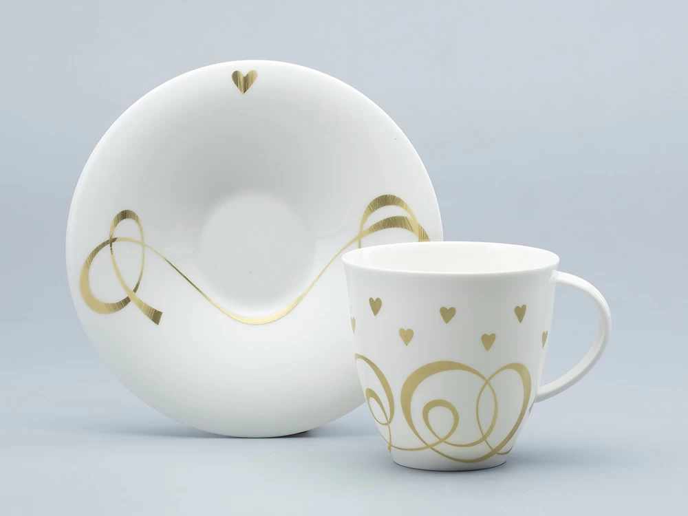Чашка с блюдцем чайная форма Оливия рисунок Сердечки арт. 81.31428.00.1