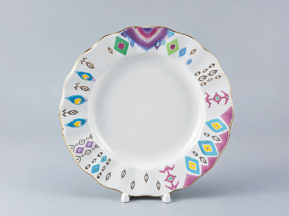 Тарелка мелкая 240 мм. форма Тюльпан рисунок Перо павлина, арт. 80.97650.00.1