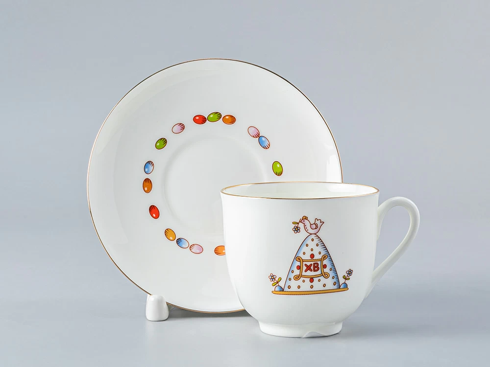 Императорский фарфоровый завод Чашка с блюдцем кофейная 180 мл.,  форма Ландыш, рисунок Пасха и Кулич арт. 81.23095.00.1