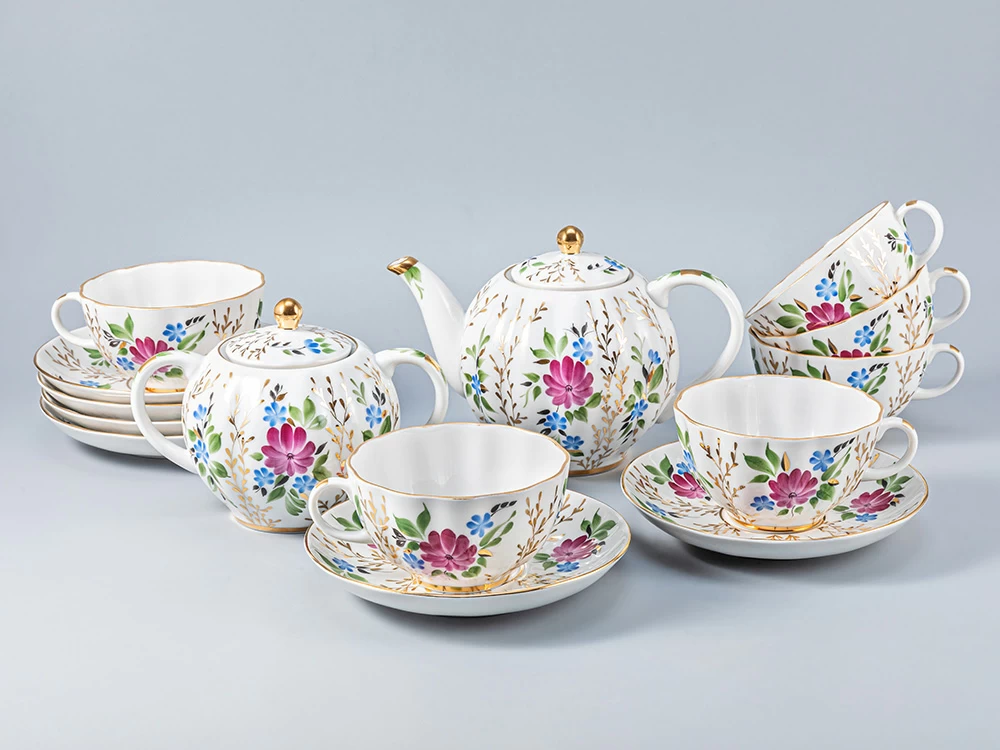 Сервиз чайный Тюльпан Золотые травки, 6 персон 14 предметов, арт. 81.20940.00.1