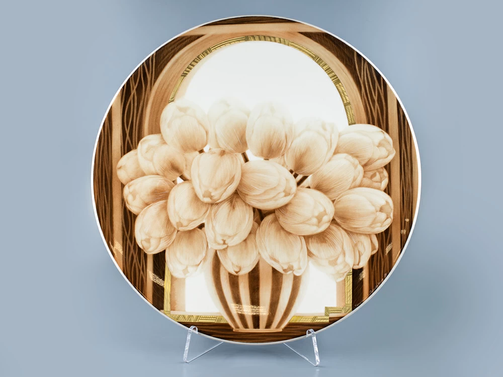 Блюдо декоративное 450 форма Круглая рисунок Тюльпаны арт. 80.52510.00.1