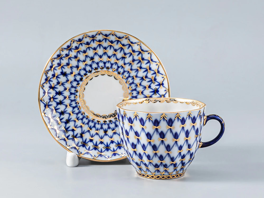 Чашка с блюдцем кофейная 140 мл форма Тюльпан рисунок Кобальтовая сетка арт. 81.10106.00.1