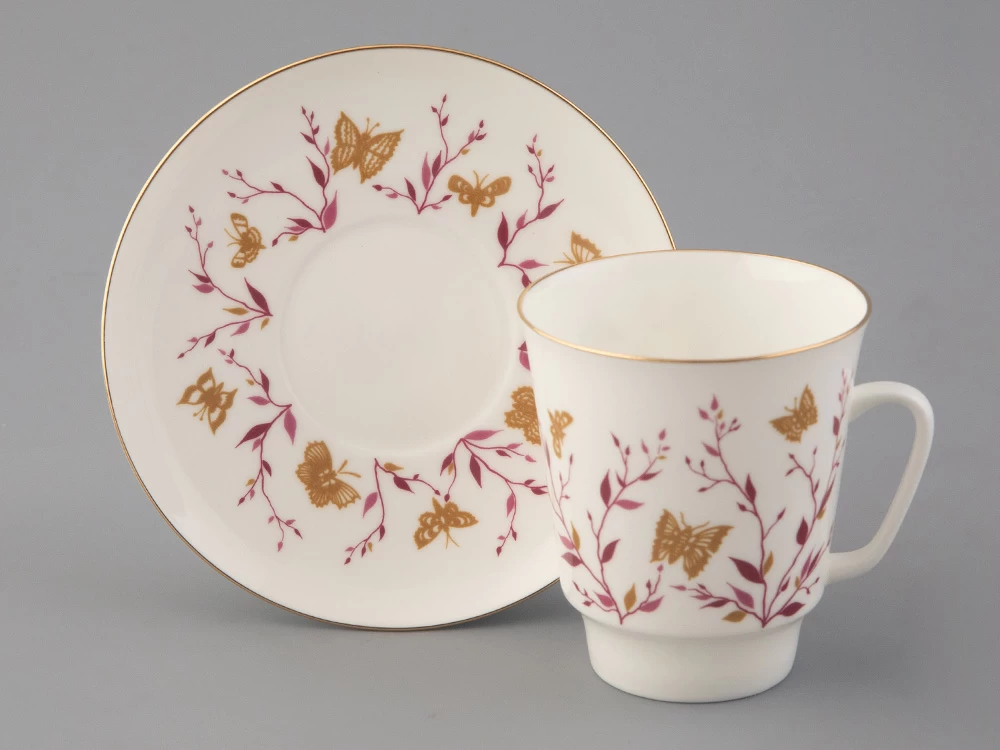 Чашка с блюдцем кофейная 165 мл форма Майская рисунок Розовые веточки арт. 81.13735.00.1