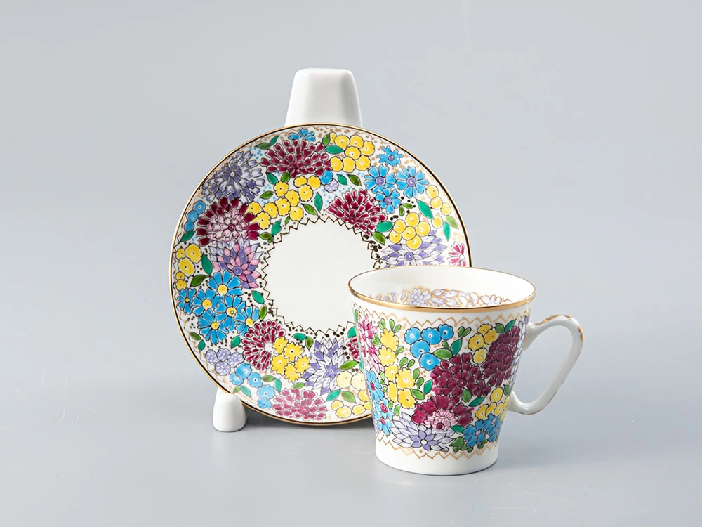 Чашка с блюдцем кофейная 80 мл форма Черный кофе рисунок Весенние цветы арт. 81.15327.00.1