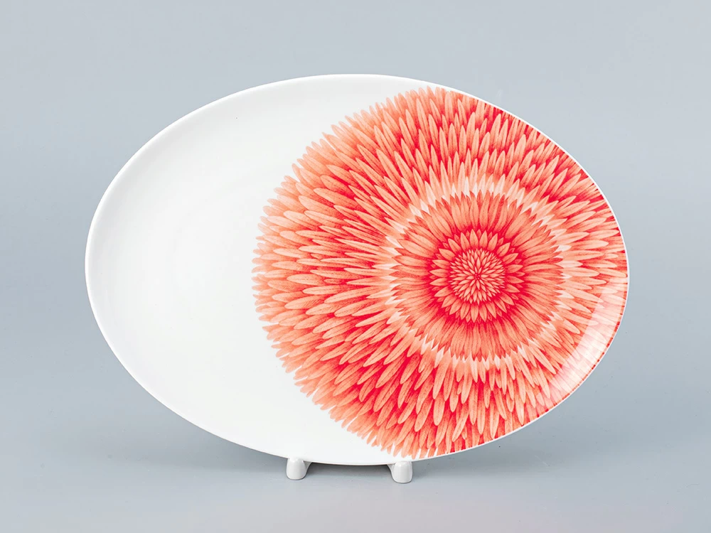 Императорский фарфоровый завод Блюдо овальное 290х210 мм форма Восточная рисунок Aloha Volcano, арт. 80.40049.00.1