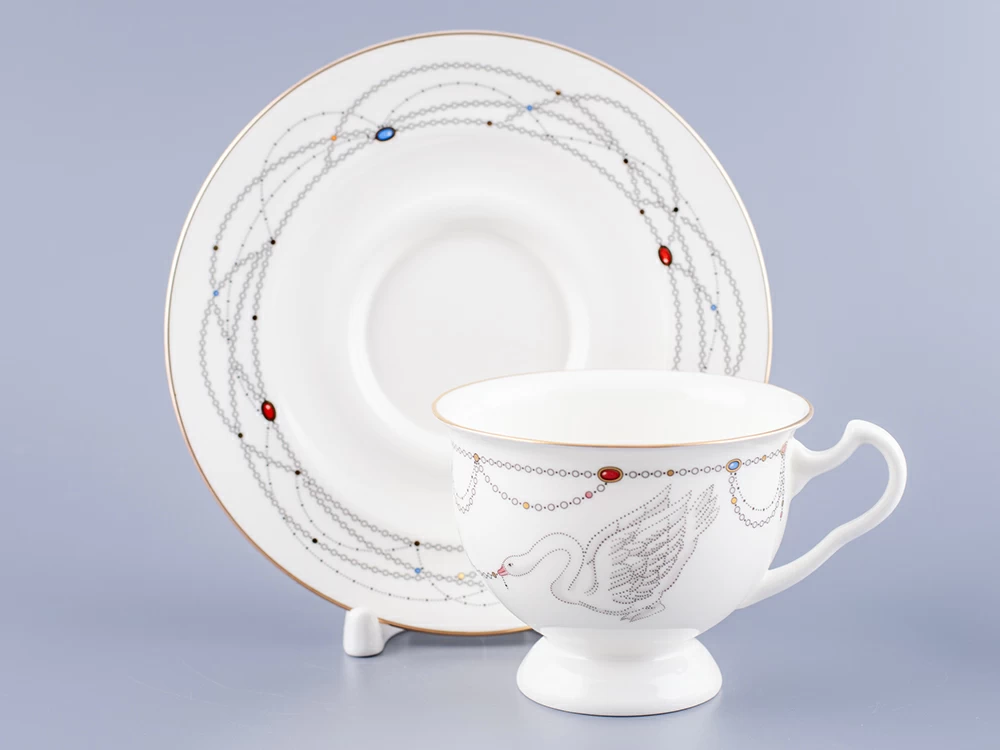 Чашка с блюдцем чайная форма Айседора рисунок Волшебное лебединое озеро - 2 арт. 81.26472.00.1