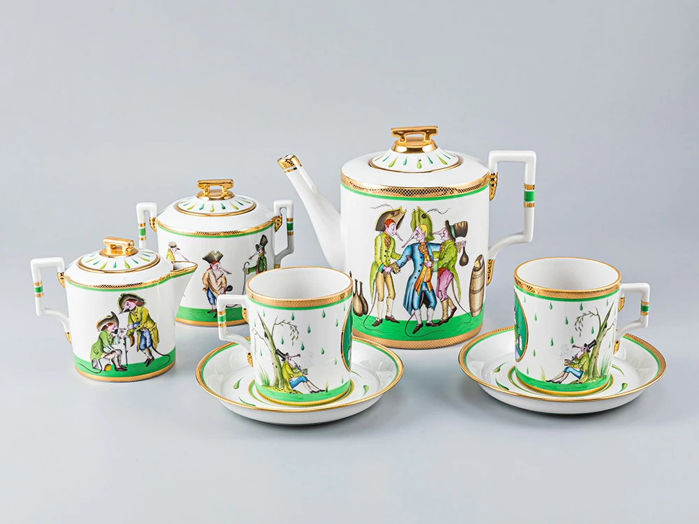 Сервиз чайный форма Гербовая рисунок Крысята-воришки, 2 персоны 7 предметов, арт. 81.16587.00.1